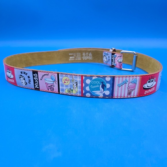 Mudd Vintage Retro Diner Pop Art Leather Belt XL Multicolor Y2K 50s‎ Kitsch main image 6